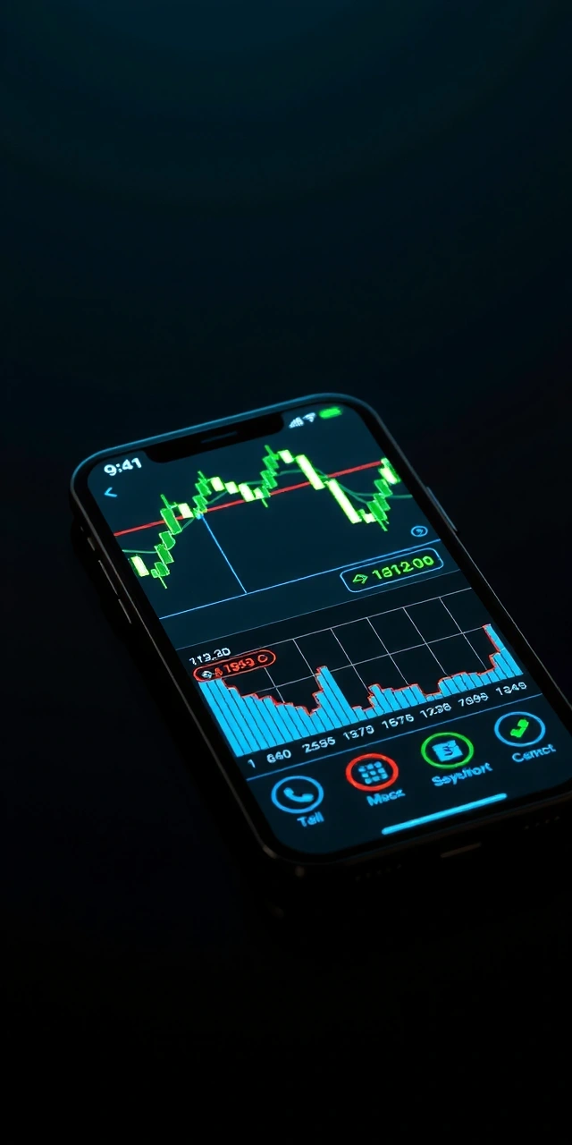 Mockup de teléfono con interfaz de trading
